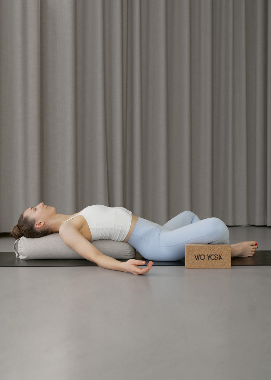 Yoga Bolster ÖkoTex made in Germany - Leinen Optik gefüllt mit Bio-Buchweizenschalen