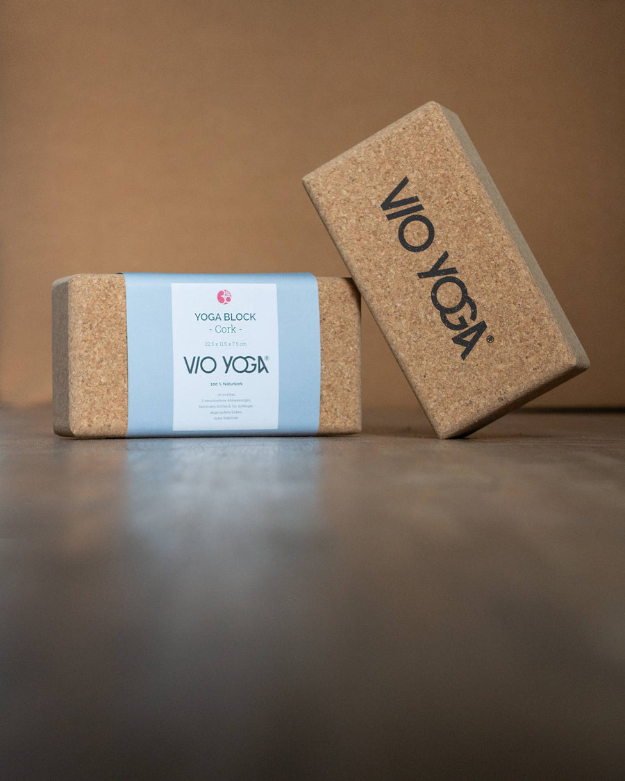 Yga Block- 100% Natur-Kork mit abgerundeten Ecken - hier als Set.