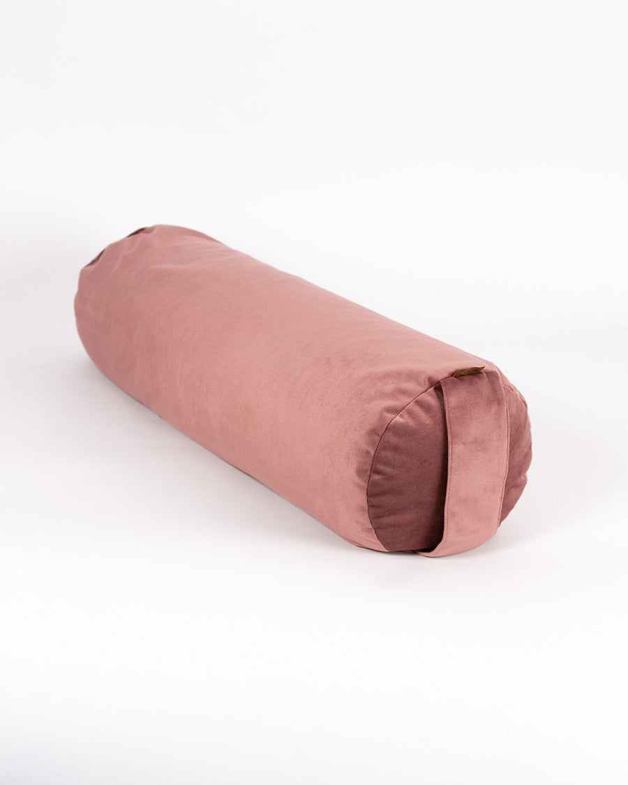 Samt Yoga Bolster Rose mit Bio-Buchweizenschalenfüllung, Bezug waschbar, Made in Germany