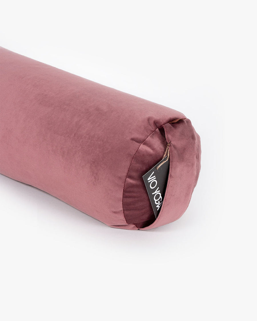 Samt Yoga Bolster Rose mit Bio-Buchweizenschalenfüllung, Bezug waschbar, Made in Germany